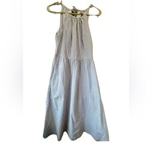 J. Crew Blue and White Seersucker Striped Midi Dress with pockets!!